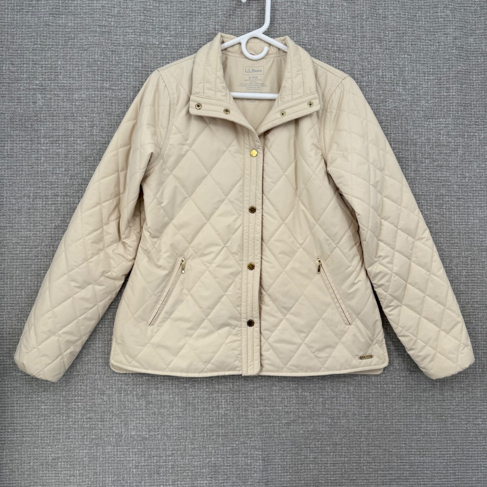 LL Bean Quilted Jacket Women S Cream Gold Hardware Classic